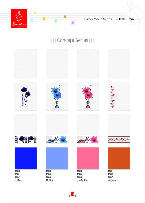 Luster White Concept Wall Tiles 250 X 330 mm - Ceramic, 250 x 330 mm, White, Glossy Finish, Durable, Easy Installation