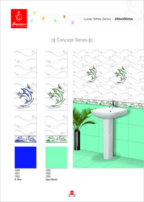 Luster White Concept Wall Tiles 250x330 mm - Ceramic, Glossy Finish, Water Resistant, Stain Resistant