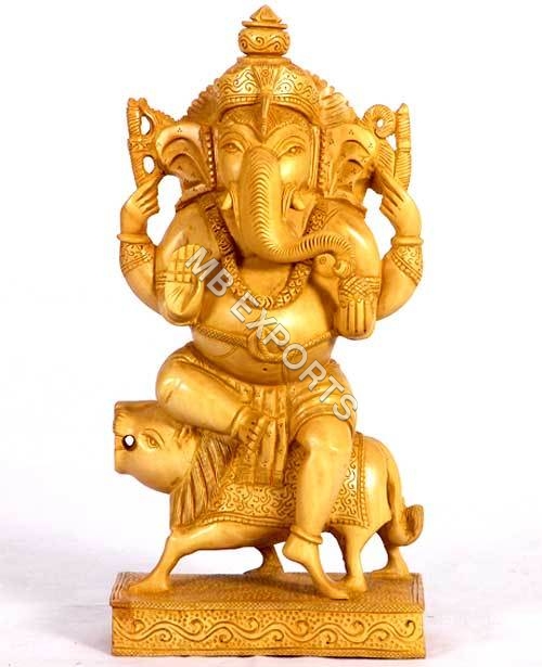 Polished Wooden Ganesh Statue