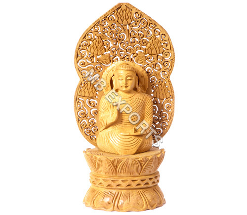Polished Wooden Buddha God Statue