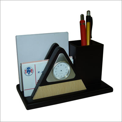 Wood Wooden Pen & Card Holder