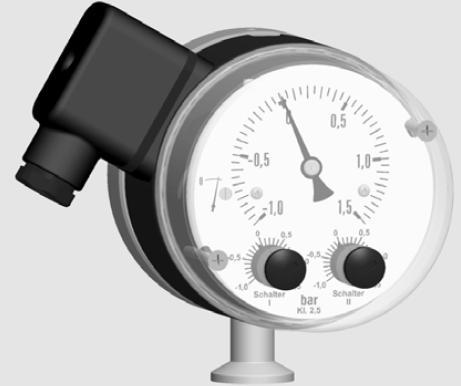Overpresure and vacuum switch + gauge for process, water, marine application
