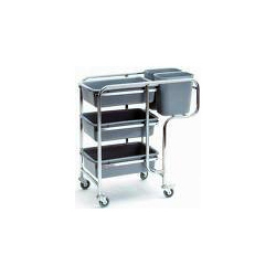 Service Trolley - Stainless Steel Gray 3 Shelves | Durable Mobile Easy Clean Food Safe Space-Saving