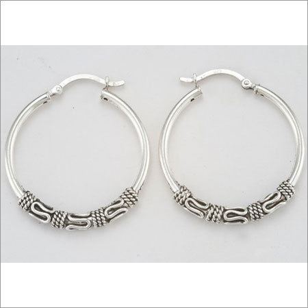 Silver Engraved Hoops