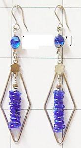 Earrings - Silver, 50-60 Mm, Blue | Handcrafted Stone Work, Dangling Hook, Elegant Durable Design