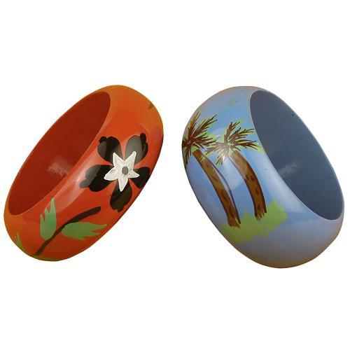 Bangle - Bone, 60-70 mm Diameter, Orange | Hand-Painted, Lightweight, Comfortable Party Accessory