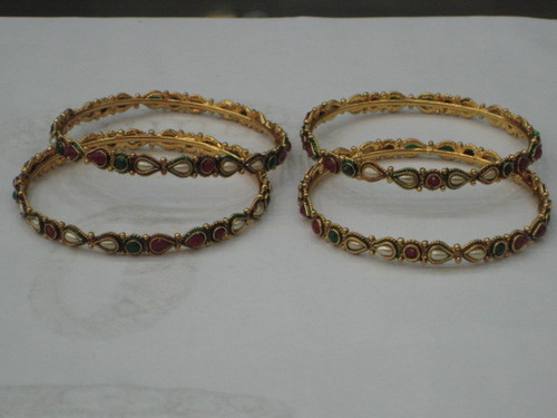 Polki Jewelry - Silver Alloy 55-65 mm Gold, Intricate Craftsmanship Traditional Design
