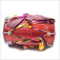 Bhangra Dhol - 18 Inch Diameter, 12 Inch Height | Crafted From Glossy Red Wood With Durable Nylon Strings