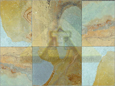 Green Rustic Slate - Natural Stone, 300x300mm / 600x300mm / 400x400mm, Green | High Strength, Glossy Finish, Machine/Hand Cut Edges