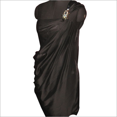 Evening Dress - Silk Voile, Custom Size, Black | Elegant Style, Figure-Hugging, Stylish Drape, Perfect Fit
