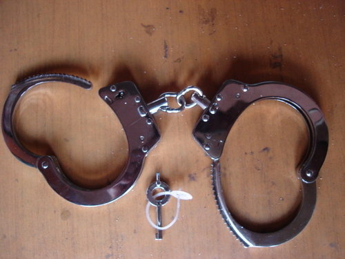Police Handcuff - Steel 150-200mm Brown, Nickel Finish, Double-Lock, Easy Release