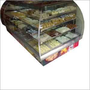 L type Bend Glass Display Counter