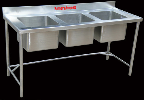Kitchen Sink - Stainless Steel Triple Bowl Custom Size | Sound Deadened Tops Optional Splash Guard Under Shelves