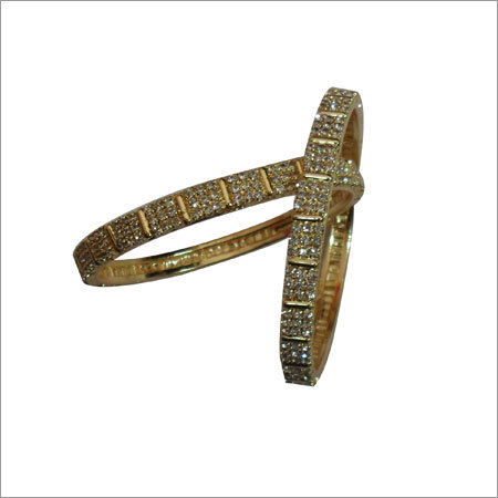 Designer Gold Plated Bangles - Gold Plated, 2.5-2.75 Inch Diameter, Adjustable Size, Polished Finish