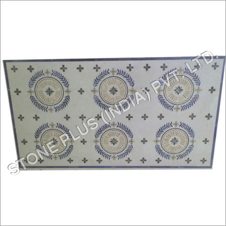White Marble Inlay Floor Medallions