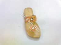 Beaded Leather Slippers - Pu Upper, Size 6-8, Golden Color | Women's Rainy, Spring, Summer, Winter Wear