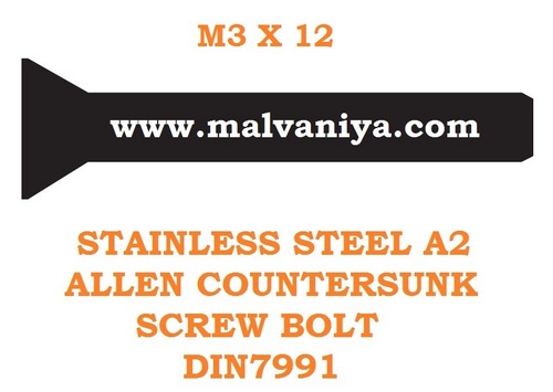 M3 X 12 COUNTERSUNK ALLEN SCREW BOLT