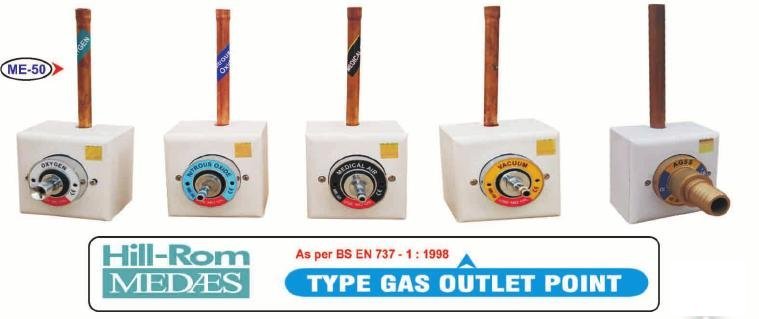 Hill Rom Medaes - Type Gas Outlet Color Code: White