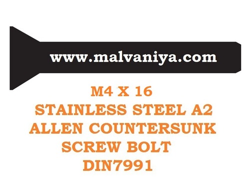M4 X 16 Countersunk Allen Screw Bolt