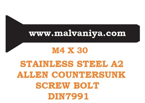 M4 X 30 Countersunk Allen Screw Bolt