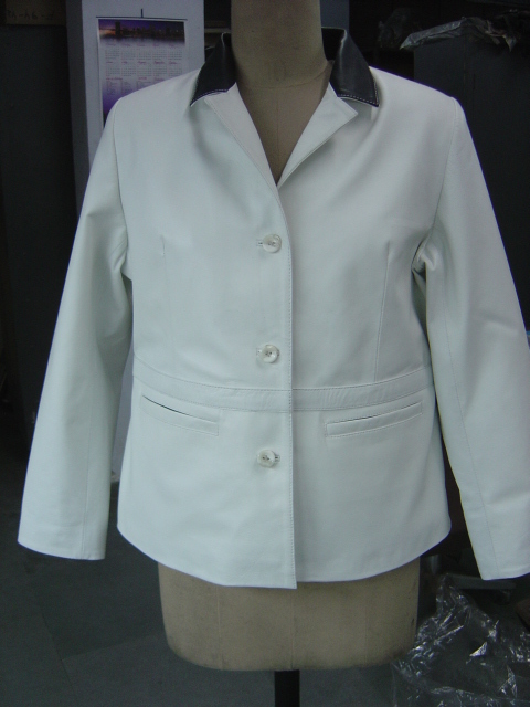 Women's Leather Garment - Leather, Multiple Sizes, White | Soft Leather, Stylish Design, Durable Material, Comfortable Fit, All Seasons, Two Pockets