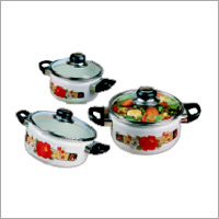4 IN 1 WITH GLASS LID - Enameled Steel Bowls, 2.75L/2.00L/1.25L | Glass Lids, Stackable, Heat Resistant, Microwave Safe