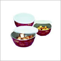 3 Pcs Multiutility Bowl - Plastic, 1000/700/500ml, Burgundy | Airtight Lids, Stackable, Microwave & Dishwasher Safe