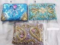 Designer Coin Purses - Sequin Fabric, 4x3 Inches, Blue | Stylish, Compact, Zipper Closure, Lightweight, Durable