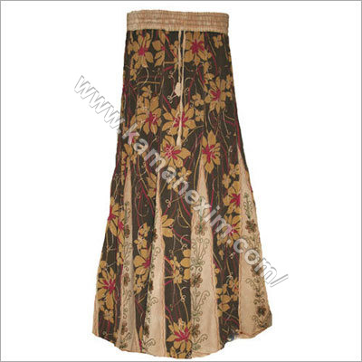 Rayon Floral Print EMB Skirt