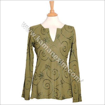 Khaki Green Womens Cotton Hippy Indian Kurta