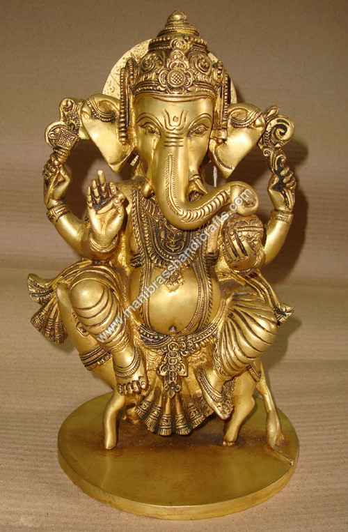 Durable Lord Ganesh Brass Statue Sitting On Rat