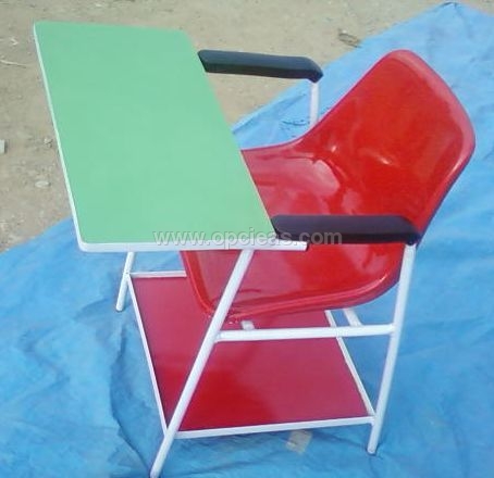FIBREGLASS WRITING PAD CHAIR WITH BOOKS PROVISION