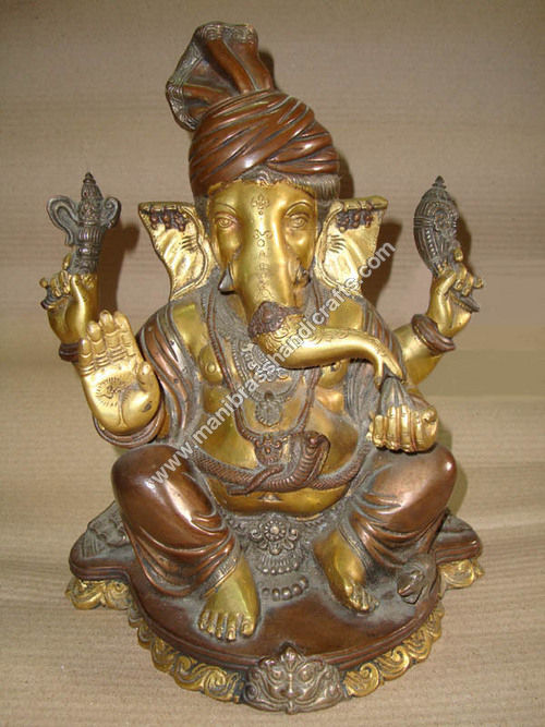 Pagri Ganesh On Dragon Base