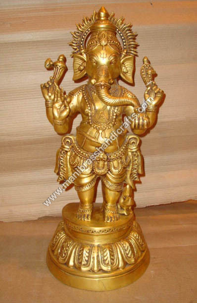 Brass Ganesh Standing On Oval Base