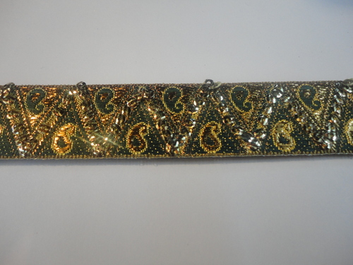 Green And Golden Sequence Lace