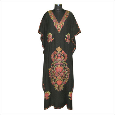 Cashmere Embroidered Kaftan - Cashmere Maxi Size Black | Floral Embroidery Soft Durable Batwing Sleeve Easy Care