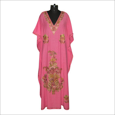 Embroidered Kaftan Cashmere - Long Size, Pink | Soft Cashmere, Intricate Embroidery, Elegant Design, Comfortable Wear