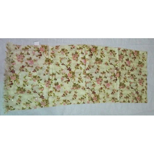 Flower Printed Polyester Scarves - Scarf Length: Short