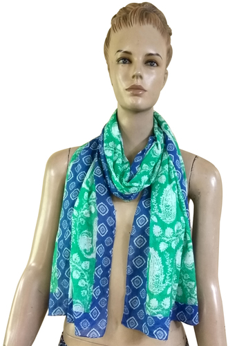 Blue and Green Cotton printed scarves