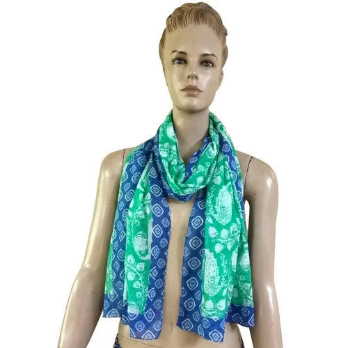 Blue and Green Cotton printed scarves