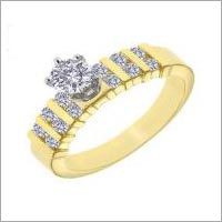 Grace Collection - 18k Gold 9.270 gms, Solitaire Diamond Pave Setting, Elegant Graceful Style