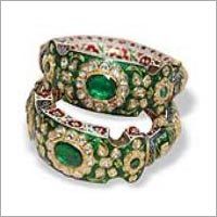 Bangle - 24k Gold, 130.26 Gm, Emerald 7.21 Ct | Elegant Design, Gemstones Set, Style Statement