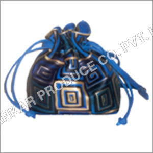 Leather Drawstring Hand Painted Bag