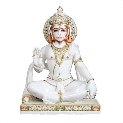 Marble Hanuman Sitting Statue