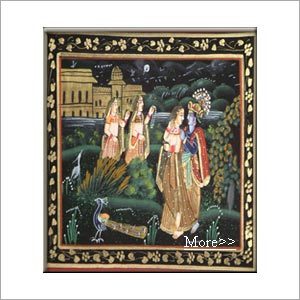 Paintings - Canvas, 8x8 Inches, Gold and Black, Hand-Painted Miniature Style, Elegant Design
