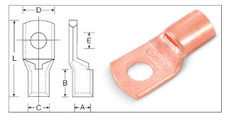 Tubular Cable Lugs - Copper Cable Terminals