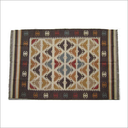Hand Woven Wool Jute Kilim Rug