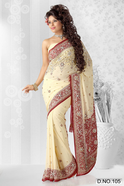 Buttery Cream Georgette Saree
