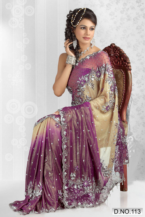 Shimmer shaded Georgette Saree