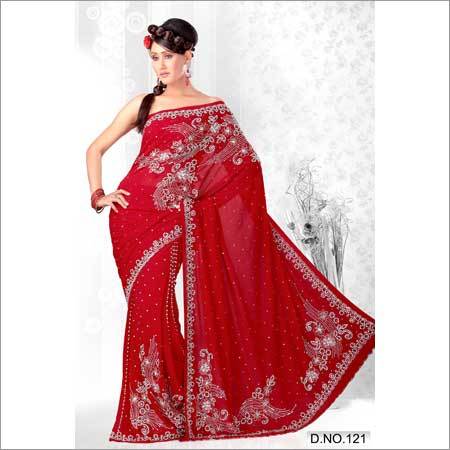 Romantic Red Georgette Saree